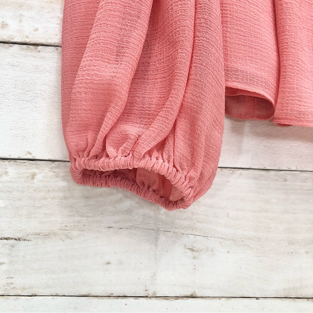 INC International Concepts Sheer Off The Shoulder Blouse • Sz L • Coral Pink EUC - Picture 5 of 10